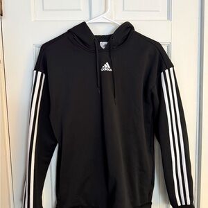 Adidas Men's Black and White Striped Hoodie